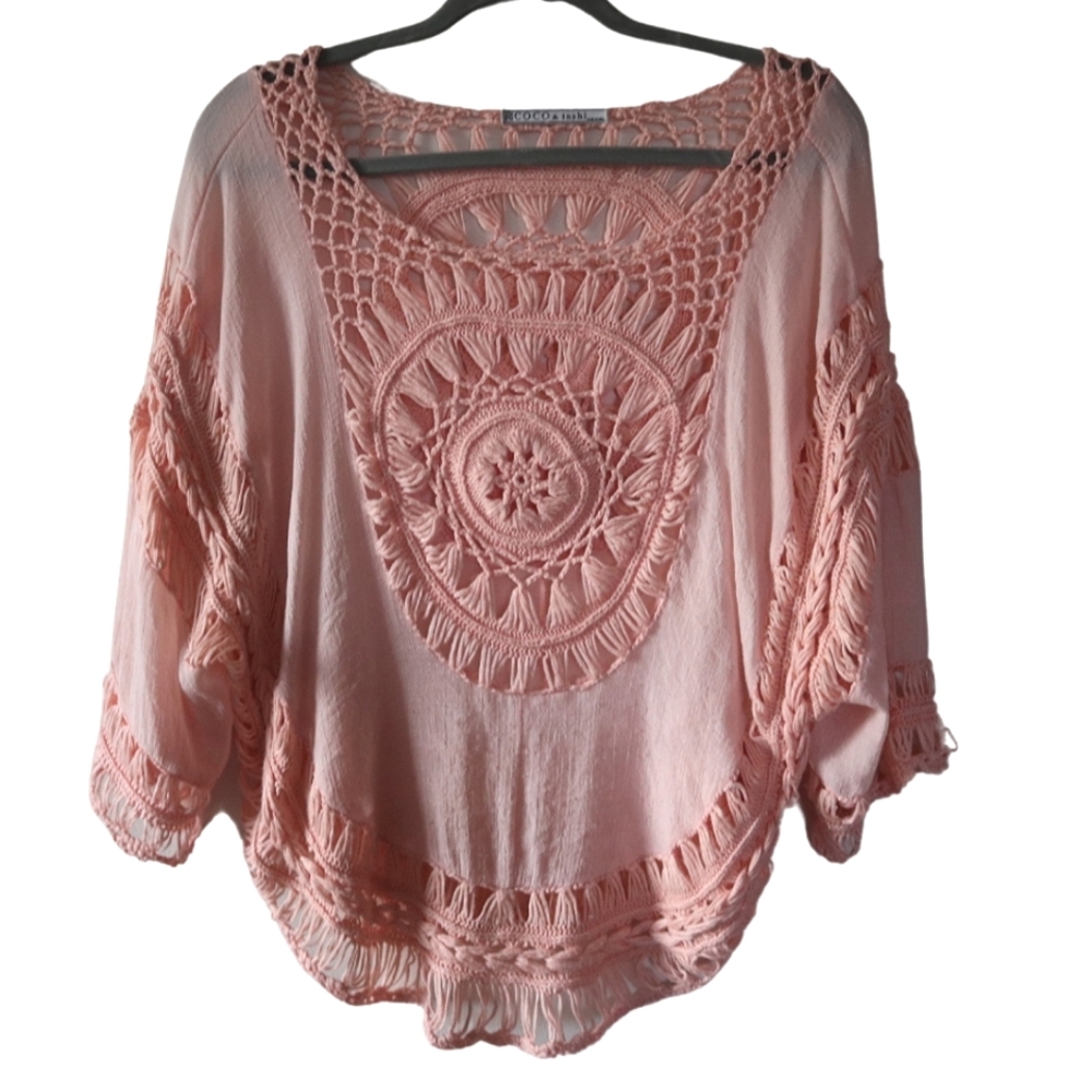 COCO & Tashi Peach Colored Boho Top